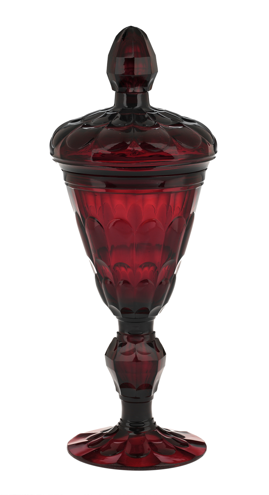 Ruby Red Crystal Gold Trimmed Wine Glasses Goblets Red Glassware Set of 4 