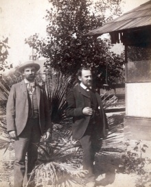 Figure 6. William F. Ganong (left) and Rudolf Blaschka, 1892 field season. Photo dated April 28, 1892. Rakow Research Library, The Corning Museum of Glass.
