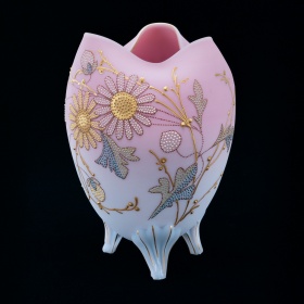 Decorated Peachblow Footed Vase by Mt. Washington Glass Company