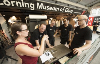 Designer Georgie Stout at GlassLab on Governors Island, July 2012