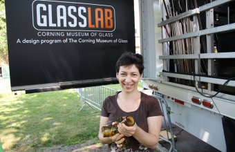 Designer Inna Alesina at GlassLab on Governors Island, July 2012