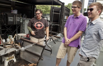 RIT Metaproject students Dan Ipp and Tom Zogas at GlassLab in Corning, July 2012