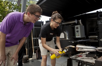 RIT Metaproject student Tom Zogas at GlassLab in Corning, July 2012