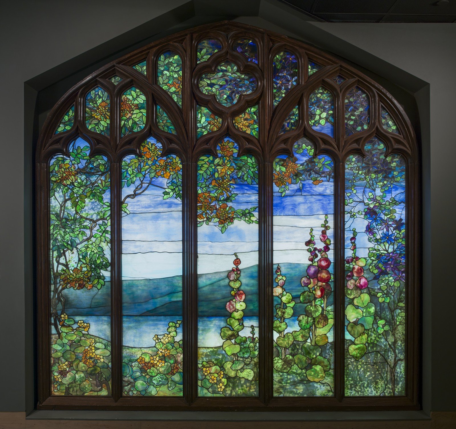 Image result for Tiffany studios garden lansdcape window