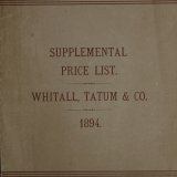 1894 supplemental price list. Whitall, Tatum &amp; Co. manufacturers of druggists&#039;, chemists&#039; and perfumers&#039; glassware, manufacturers, importers and jobbers of druggists&#039; sundries.