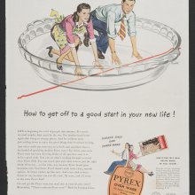 How to get off to a good start in your new life!, Corning Glass Works, published in Saturday Evening Post, 1946. Dianne Williams collection on Pyrex. CMGL 139853.